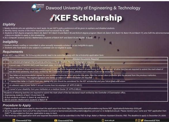 Kamran Education Foundation Scholarship-DUET